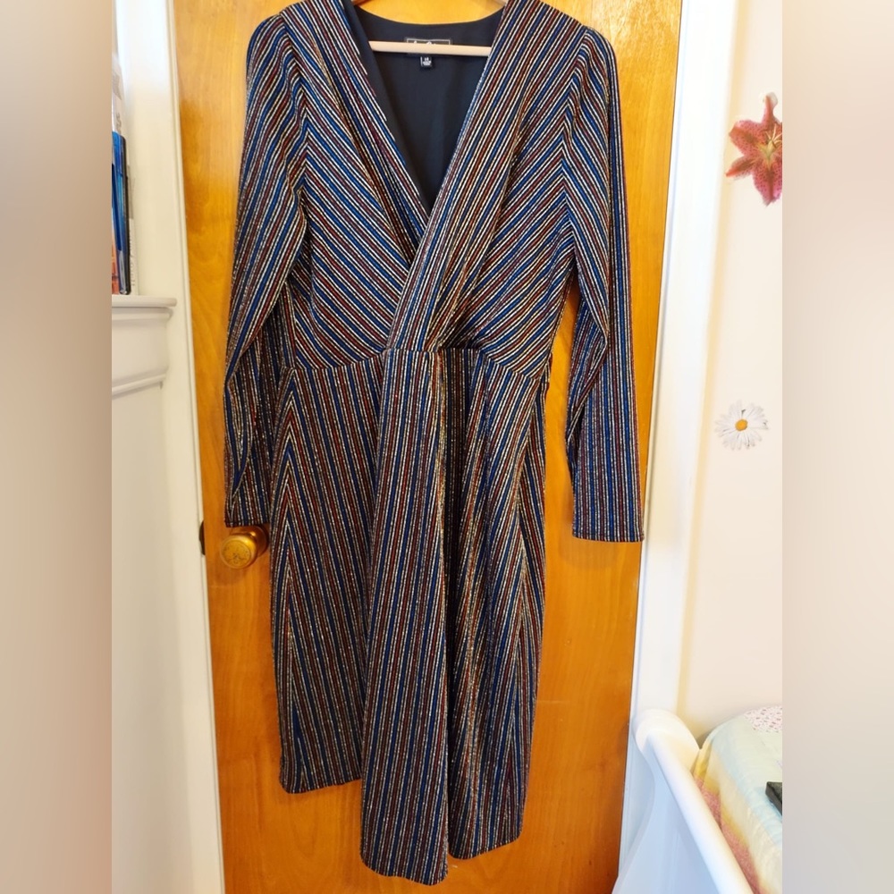 Sam Edelman Size 14 Striped Dress with Belt